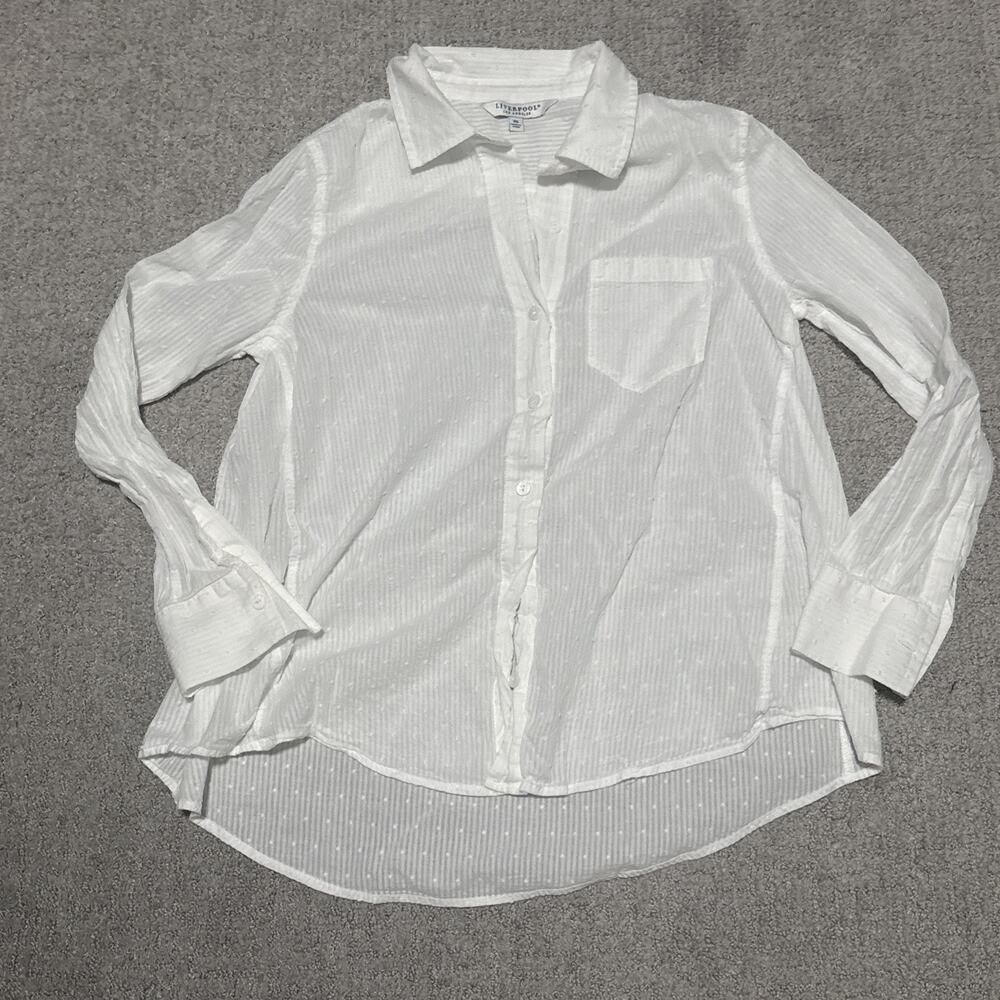 Liverpool Women’s Los Angeles Embroidered Gauze Button-Up Shirt. Size XS